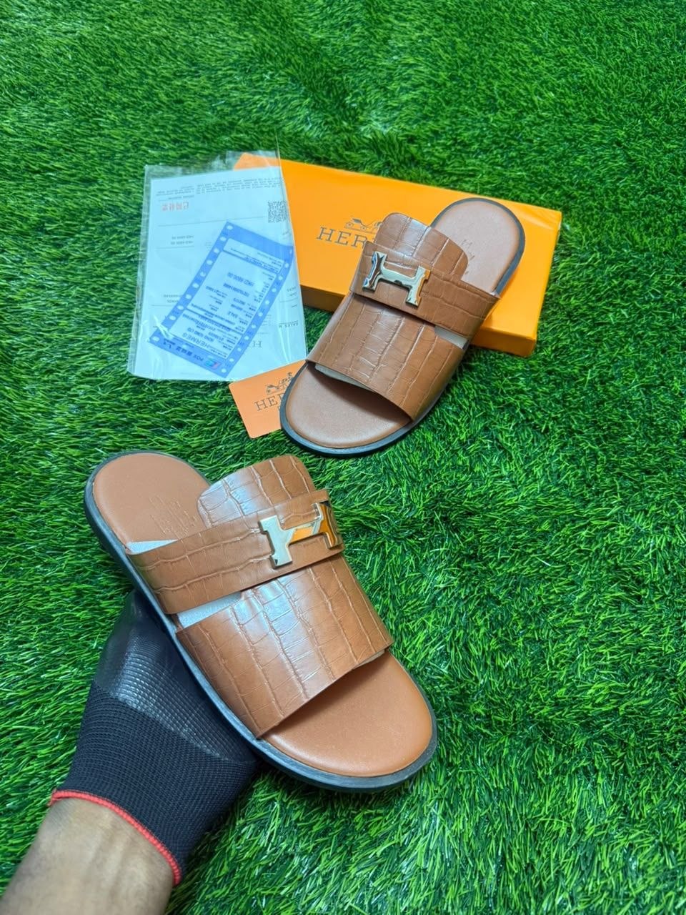 SANDALE HERMES MARRON
